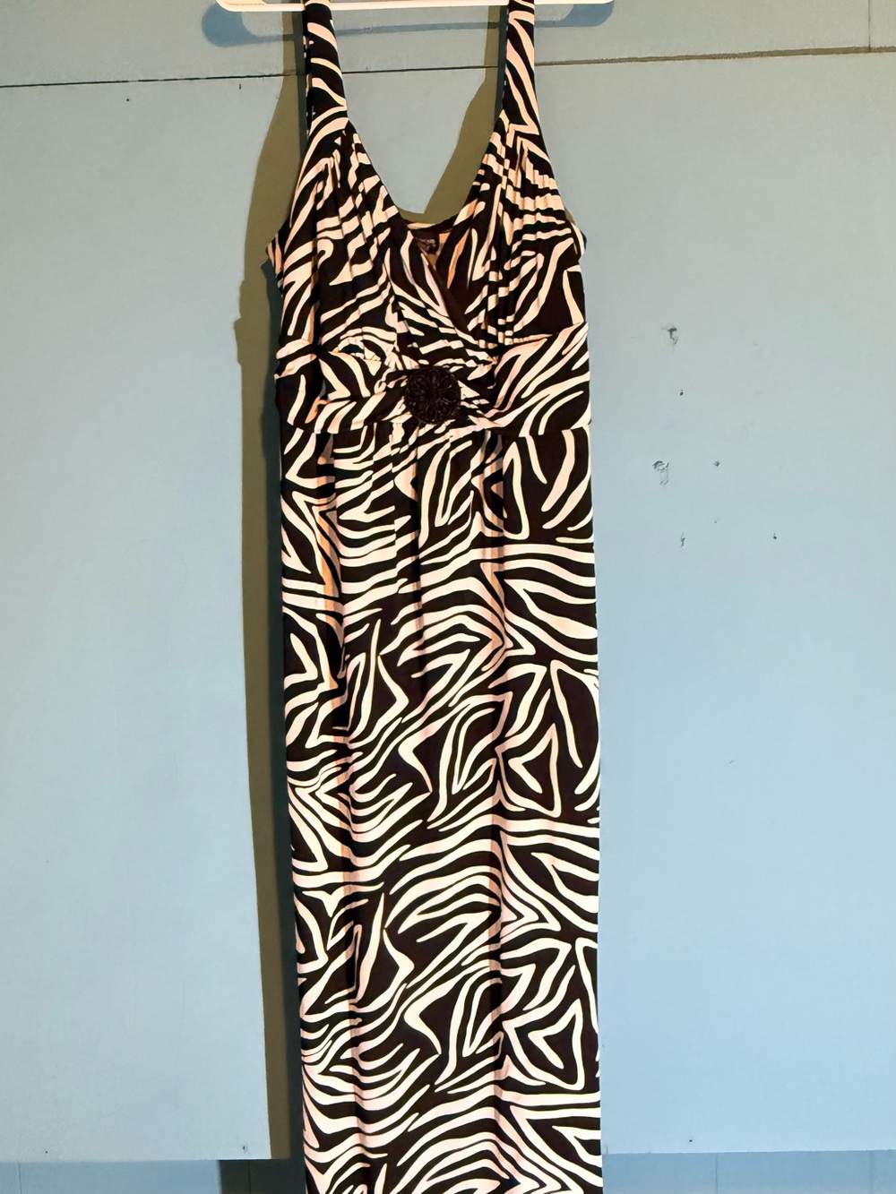 Enfocus Studio Black and White Zebra-Print Maxi with Rosette